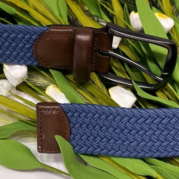 Perry Stretch Fabric/Leather-Trim Woven Belt, 38-40 * 1 3/8" - Picture 3 of 3